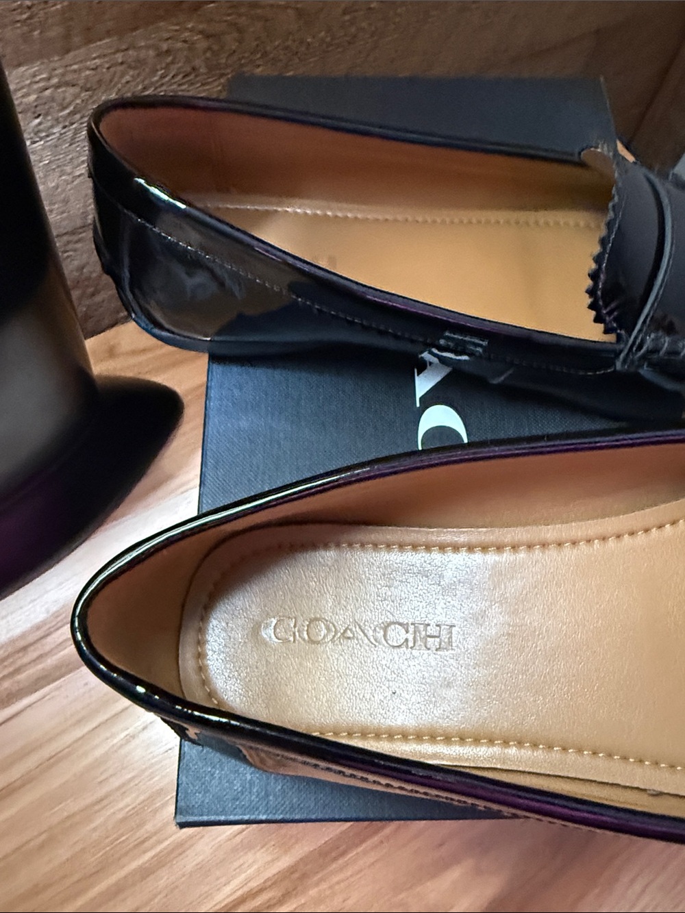 Coach Black Patent Leather Penny Loafers - Picture 5 of 5